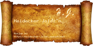 Heidecker Jolán névjegykártya
